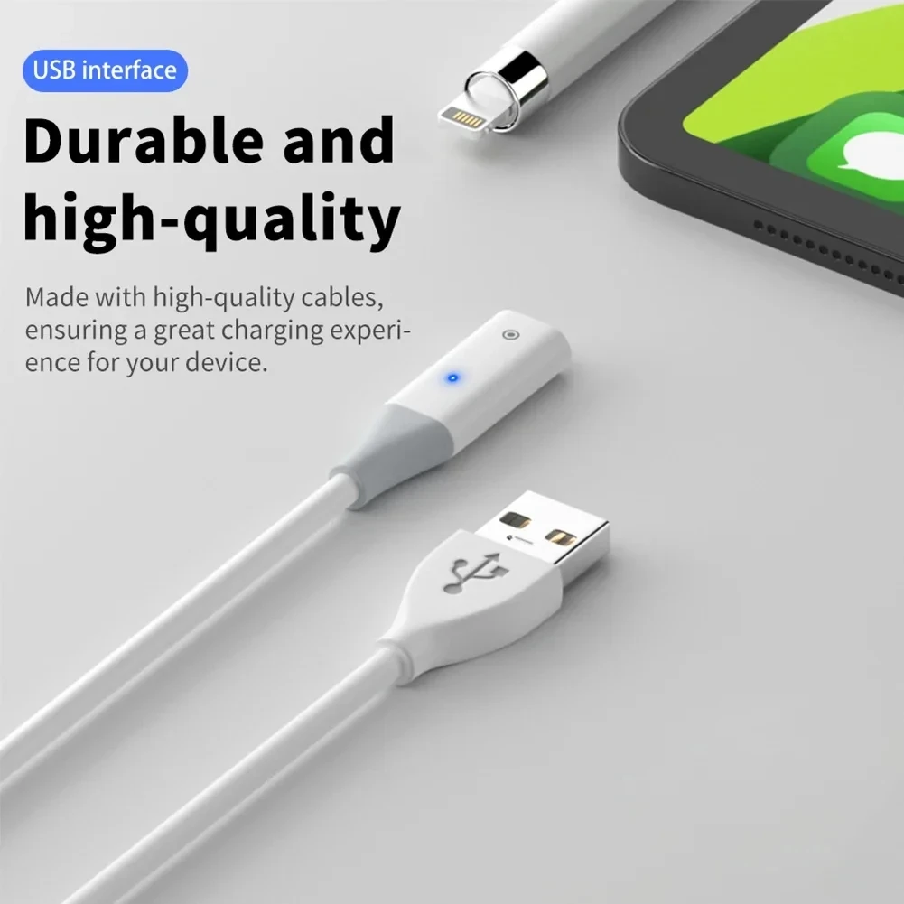 สายชาร์จสไตลัส USB A/Type-C สายชาร์จส่วนต่อขยายชายกับหญิงพร้อมไฟแสดงสถานะสําหรับ Apple Pencil Generation 1
