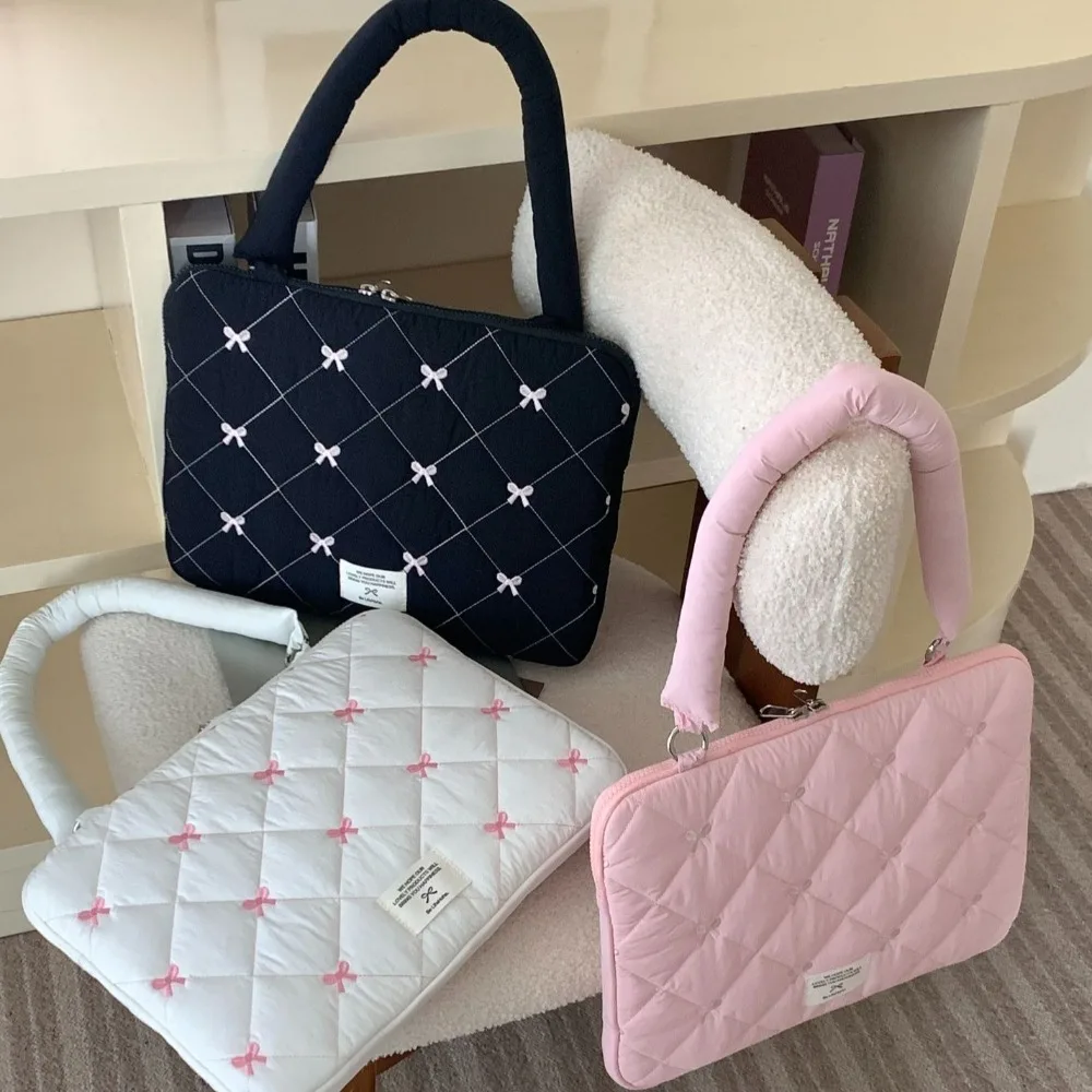 Embroidered Bow Business Briefcases Large Capacity Handbag Document Tote Bolsas Shoulder Bag File Folder Laptop Sleeve Case Bag
