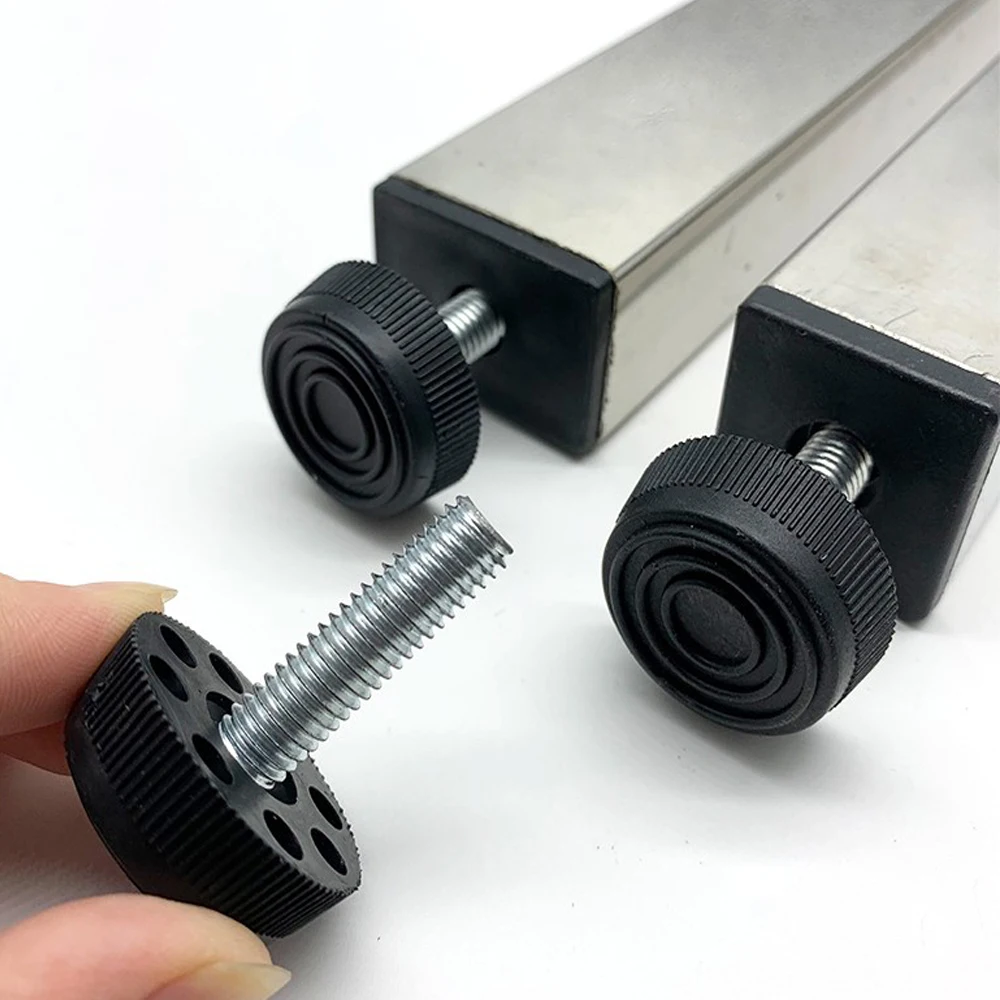 Alfombrillas cuadradas ajustables para pies, 4 Uds., con tuercas M8, tapón de tubo, cubierta de tubo rectangular para muebles, almohadillas para pies de elevación de patas de sillas y mesas
