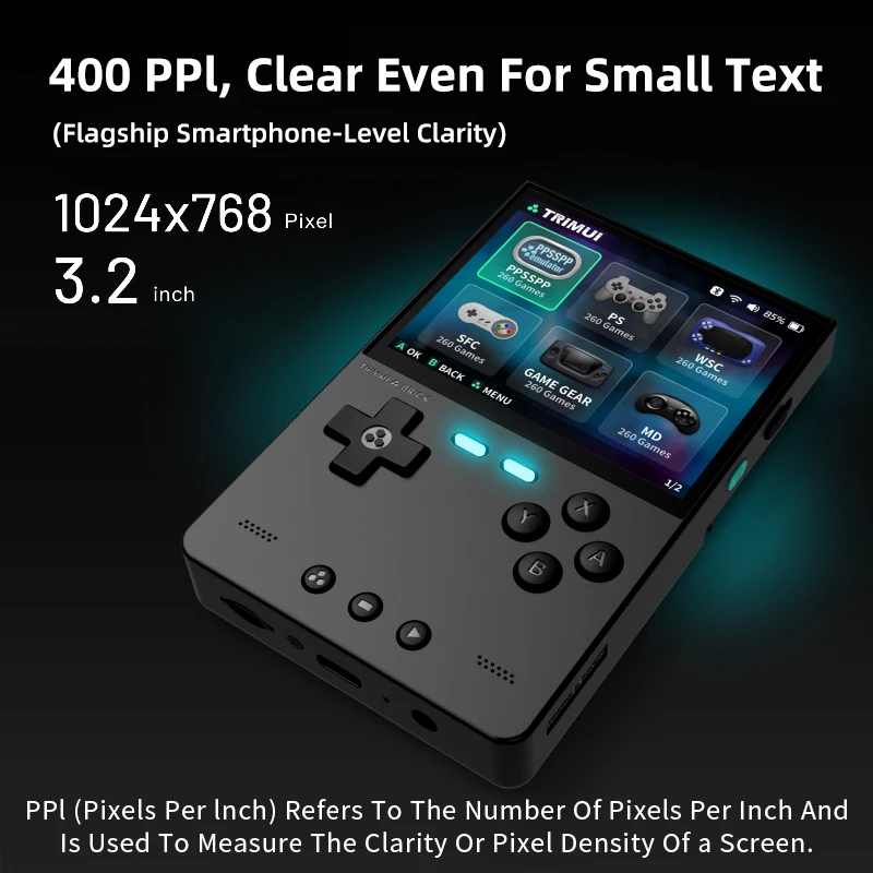 Consola de juegos portátil Retro TRIMUI BRICK, pantalla IPS de 3,2 pulgadas, sistema Linux, reproductores de videojuegos portátiles Trimui UI