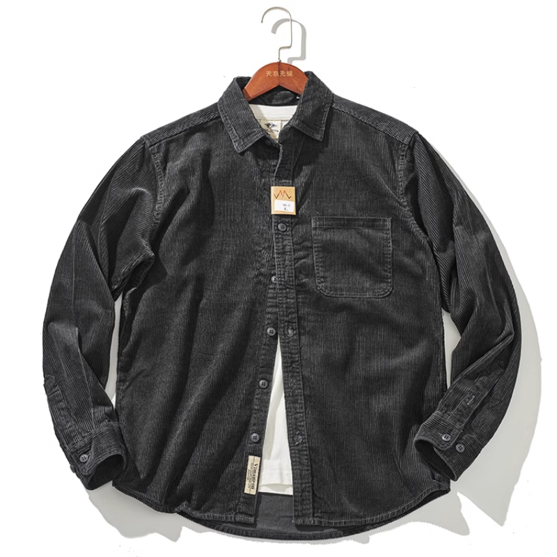 Stilvolle Herren-Hemdjacke aus dickem Cord mit Vintage-Design für Herbst und Winter