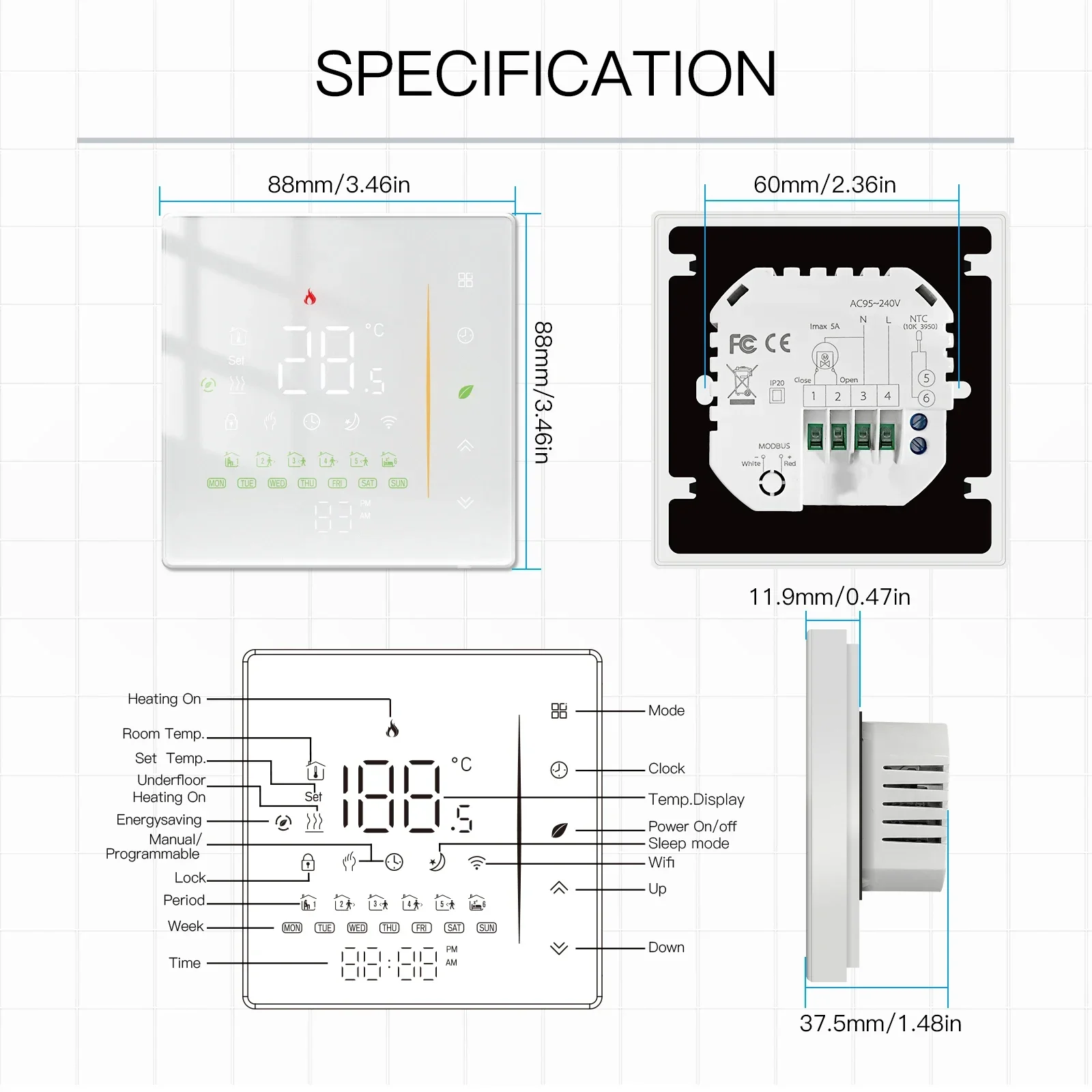 MOES WiFi agua/termostato de calefacción de suelo eléctrico Zigbee agua caldera de Gas Control de temperatura Tuya/aplicación inteligente Alexa Google Voice