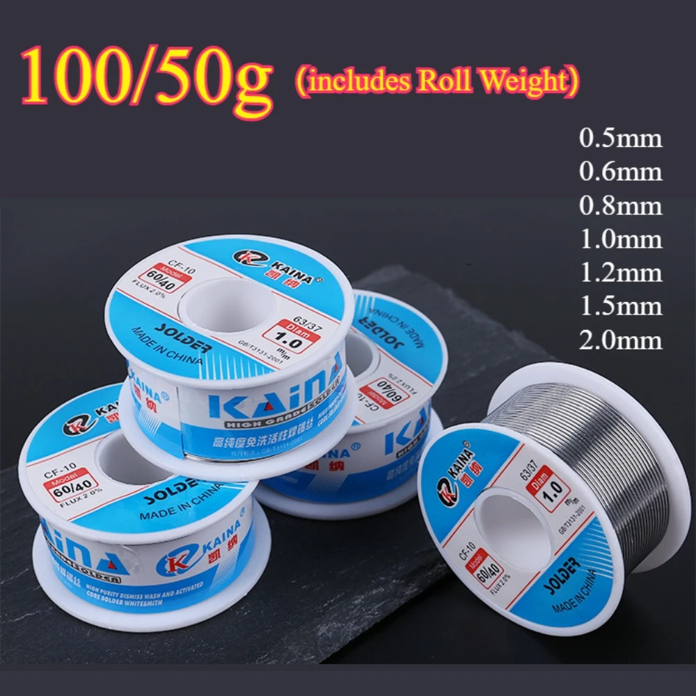 100/50g CF-10 Solder Wire Tin 0.5/0.6/0.8/1.0/1.2/1.5/2.0mm Roll Clean Rosin Welding Core Soldering Wire Flux Reel Tube