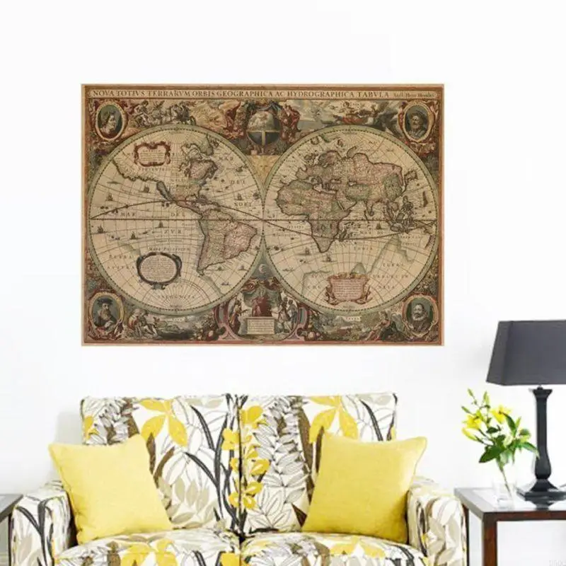 71x50 retrò vecchio Map Matte Matte Brown Poster decorazioni per casa D5QC
