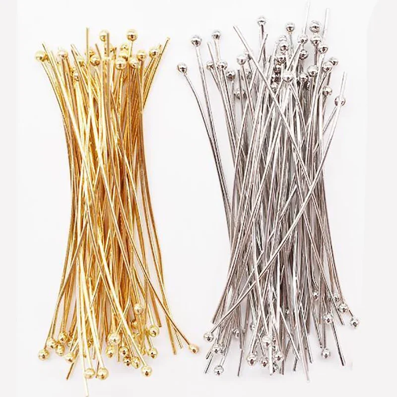100Pcs Stainless Steel Ball Pins Silver Gold Plated Head Pin for Beads Threading Jewelry Making DIY Craft Handmade Accessories