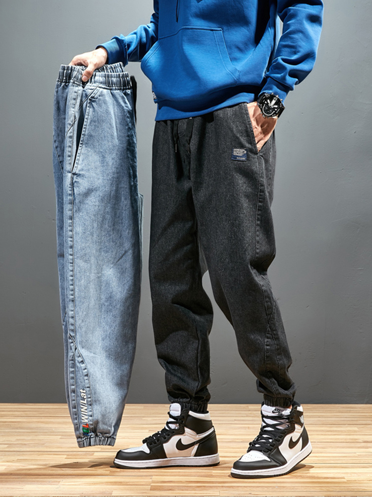 ビッグサイズメンズジョガージーンズ 6XL 7XL 8XL ストリートブラックブルーカジュアルデニムカーゴパンツストレッチコットンテーパージーンズだぶだぶのズボン
