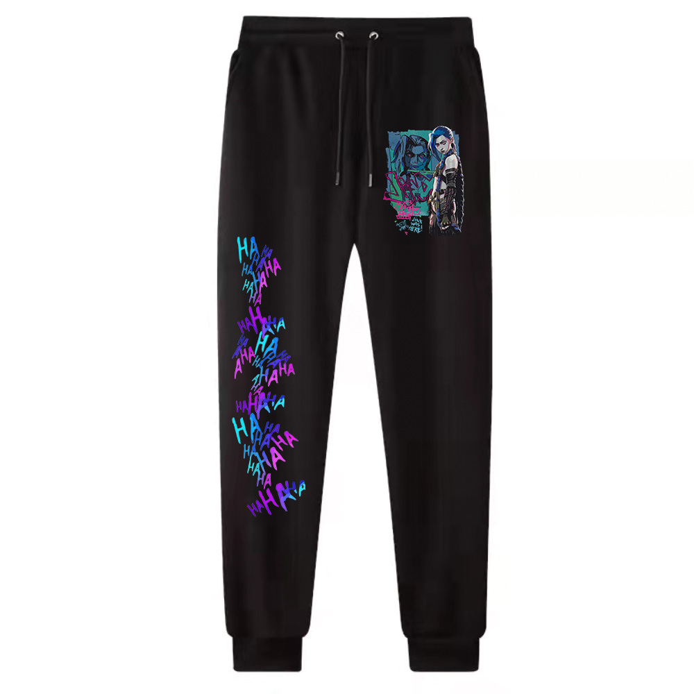 Quente anime arcano-jinx calças homem mulher harajuku streetwear calças
