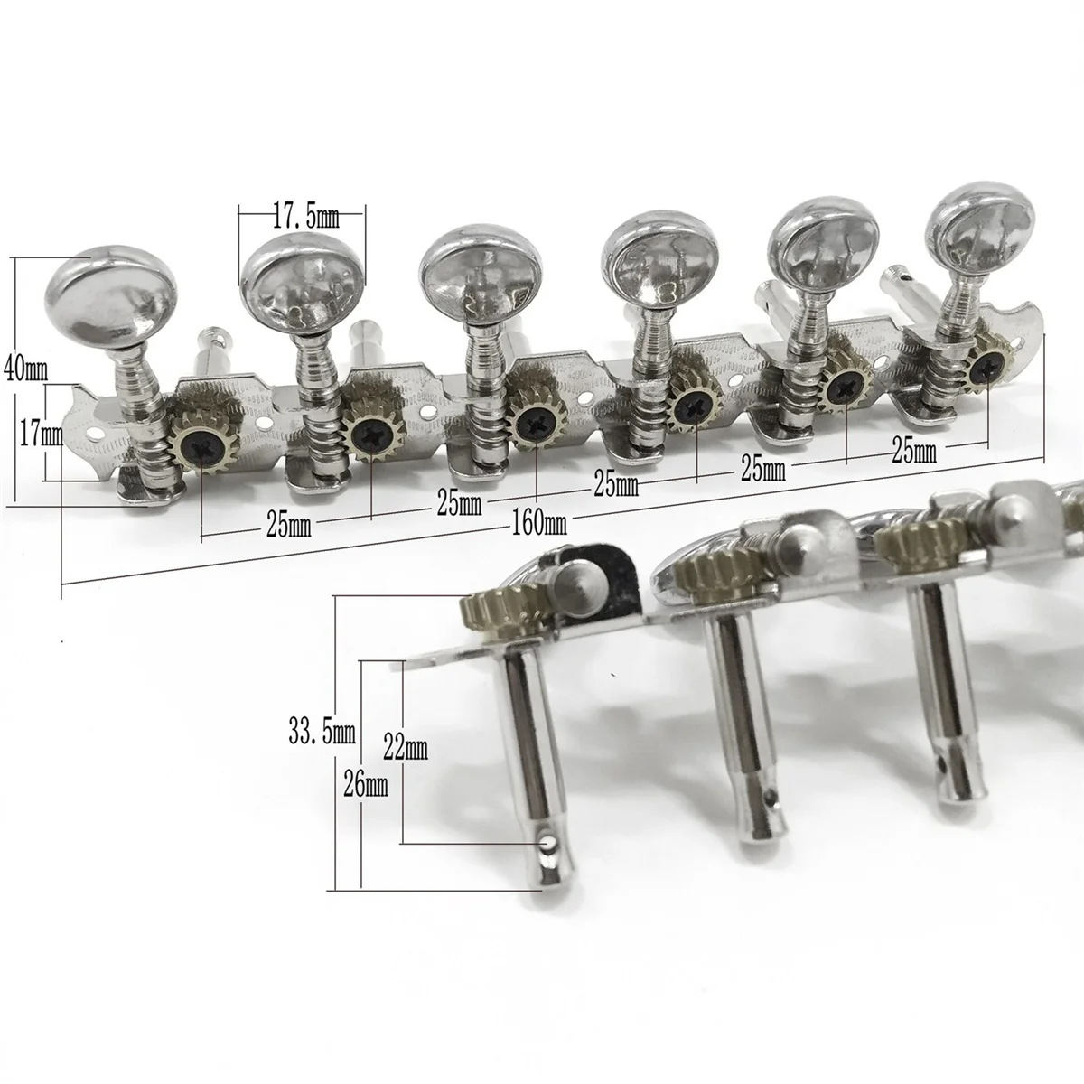 BAAU 2X 6L 6R Tuning Pegs Tuners Machine Heads String Tuning Pegs para 12 Cordas Guitarra Acústica Acessório Parte Prata