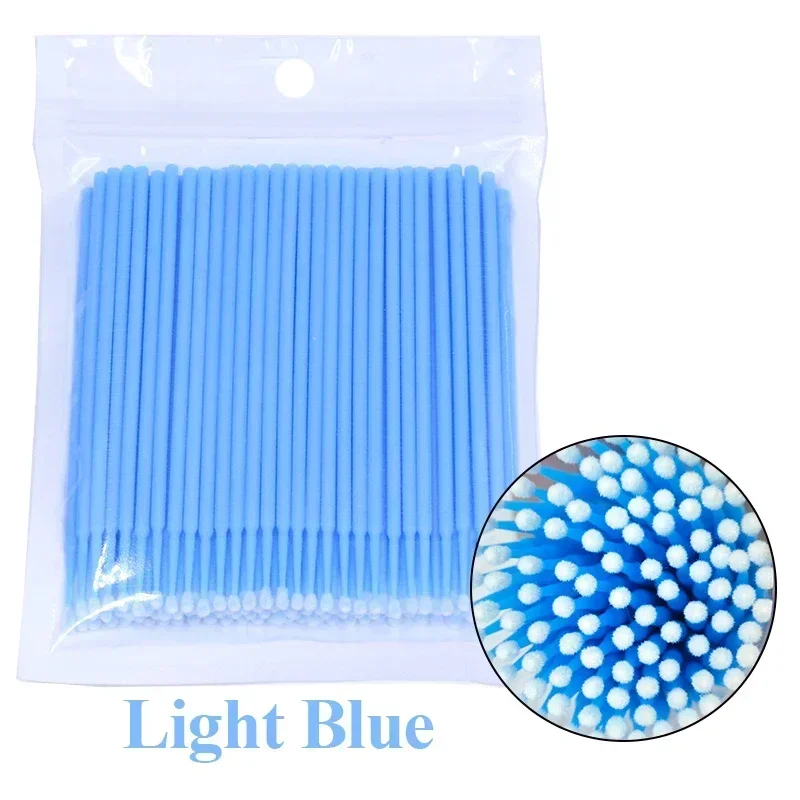 Cepillo para extensión de pestañas, 100 Uds., Micro hisopo de algodón para limpieza de pestañas, microcepillo Individual para pestañas, herramientas de eliminación de maquillaje de belleza
