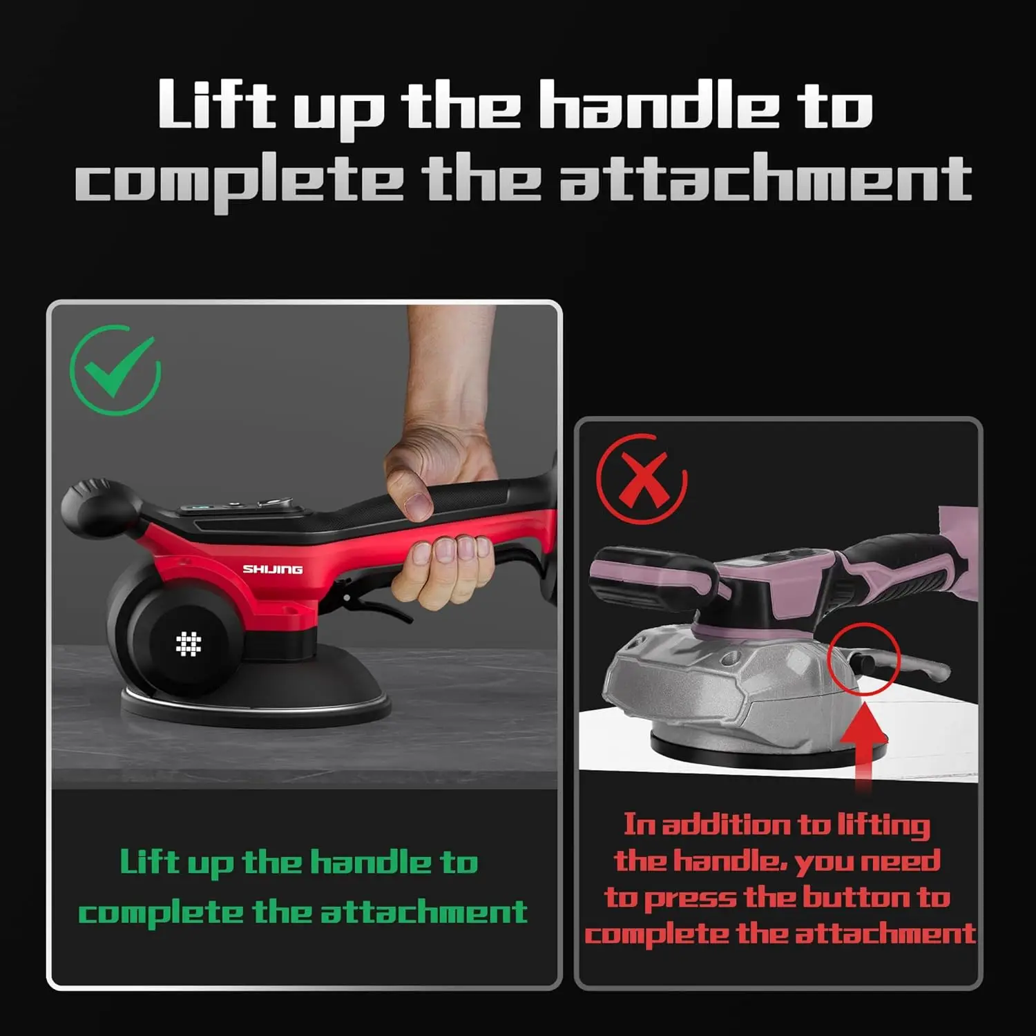 Cordless Tile Vibration Machine with 6 Speeds & Suction Cup