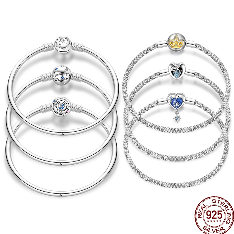 Pulseras originales de plata 925 de 17-20CM con forma de corazón y circonita, pulsera infinita compatible con abalorios DIY, regalos de joyería de cumpleaños, gran oferta