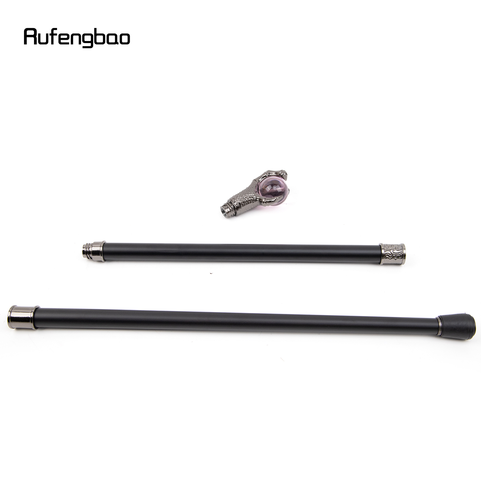 Garra de dragão Botão de bengala de cosplay Crochet, bola de vidro rosa, bengala prateada, bengala decorativa, moda, 93cm