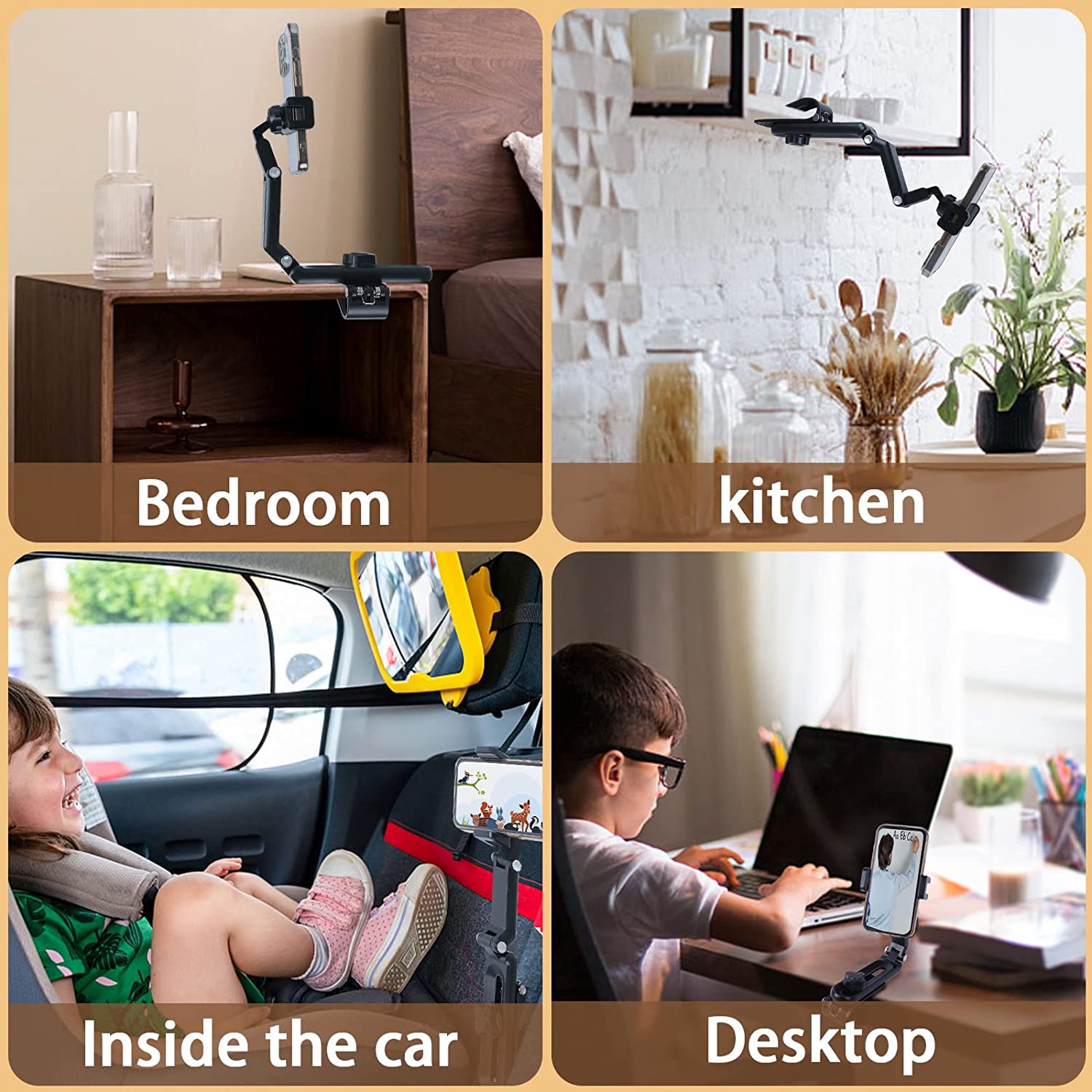 Zonneklep telefoonhouder voor auto multifunctioneel 360° °   Roterende zonneklep mobiele telefoonhouder met iPhone/Samsung/Android