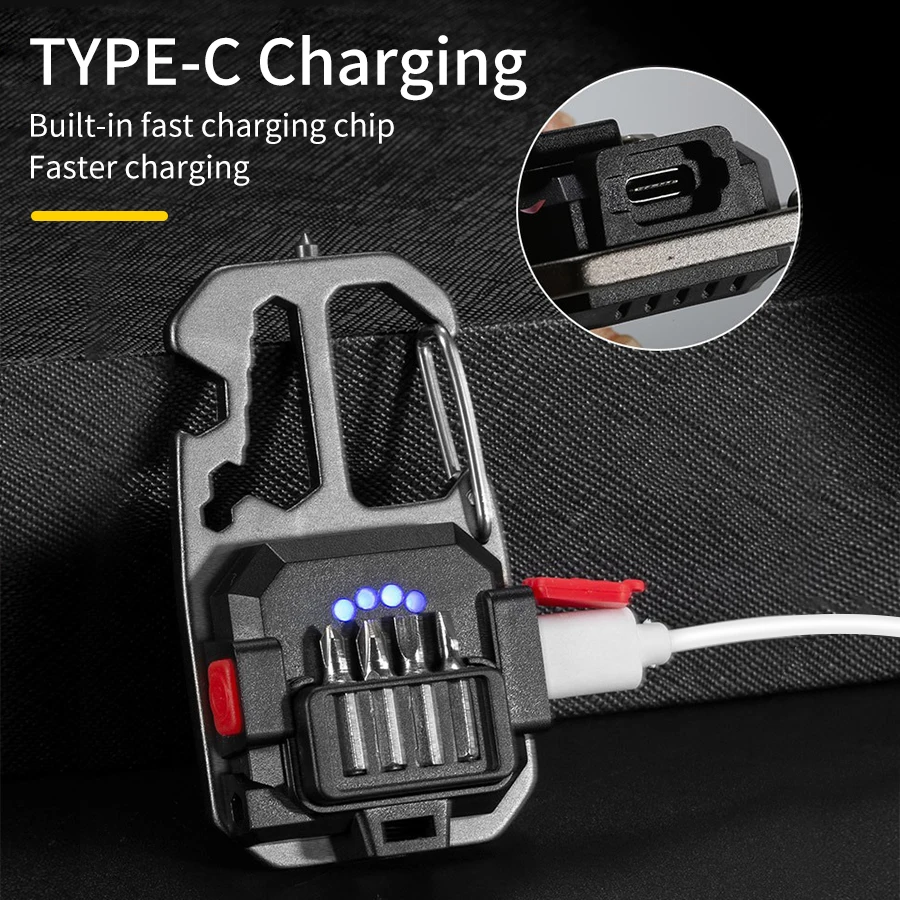 Ultrakleines Mini-LED-Licht, wiederaufladbar, Schlüsselanhänger-Licht, Outdoor, Camping, COB-Arbeitslicht, tragbarer Taschenschlüssel, Schraubendreher