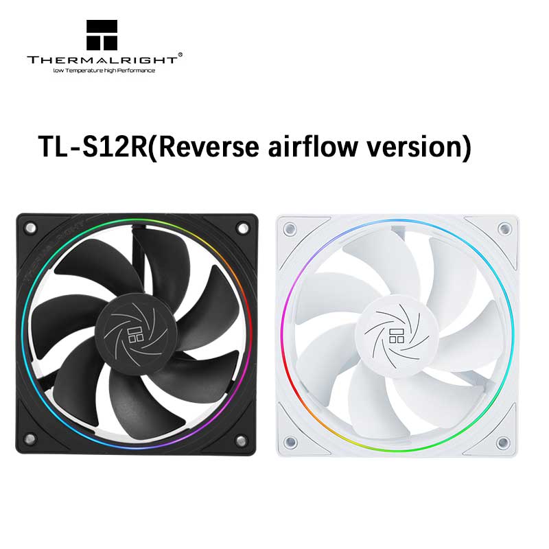 Thermalright TL-S12R ventilador con cubierta de computadora de 12 CM, salida de aire inversa, efecto de iluminación Halo, 4PIN PWM/5V 3PIN ARGB, 1500RPM