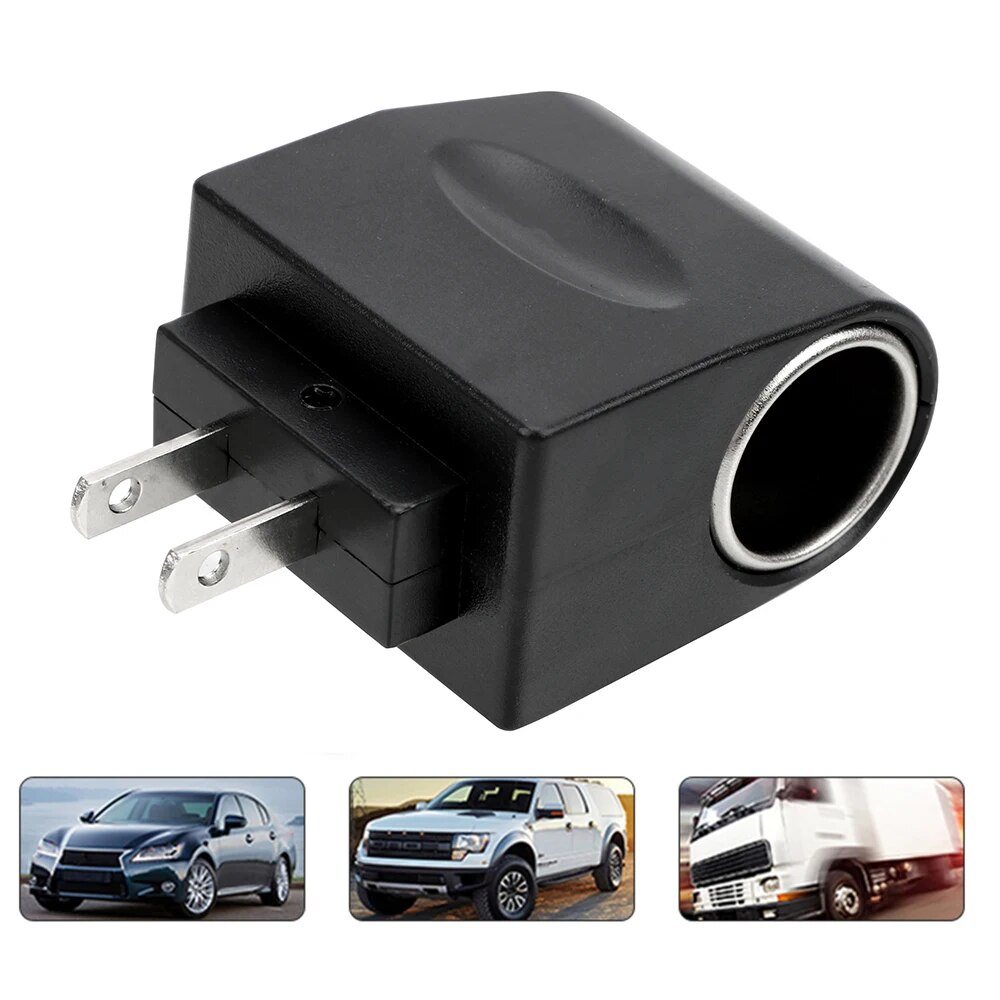 Conversor de acessórios automotivos ac 220v para dc 12v, plugue ue e eua, peças internas, adaptador de isqueiro de carro preto