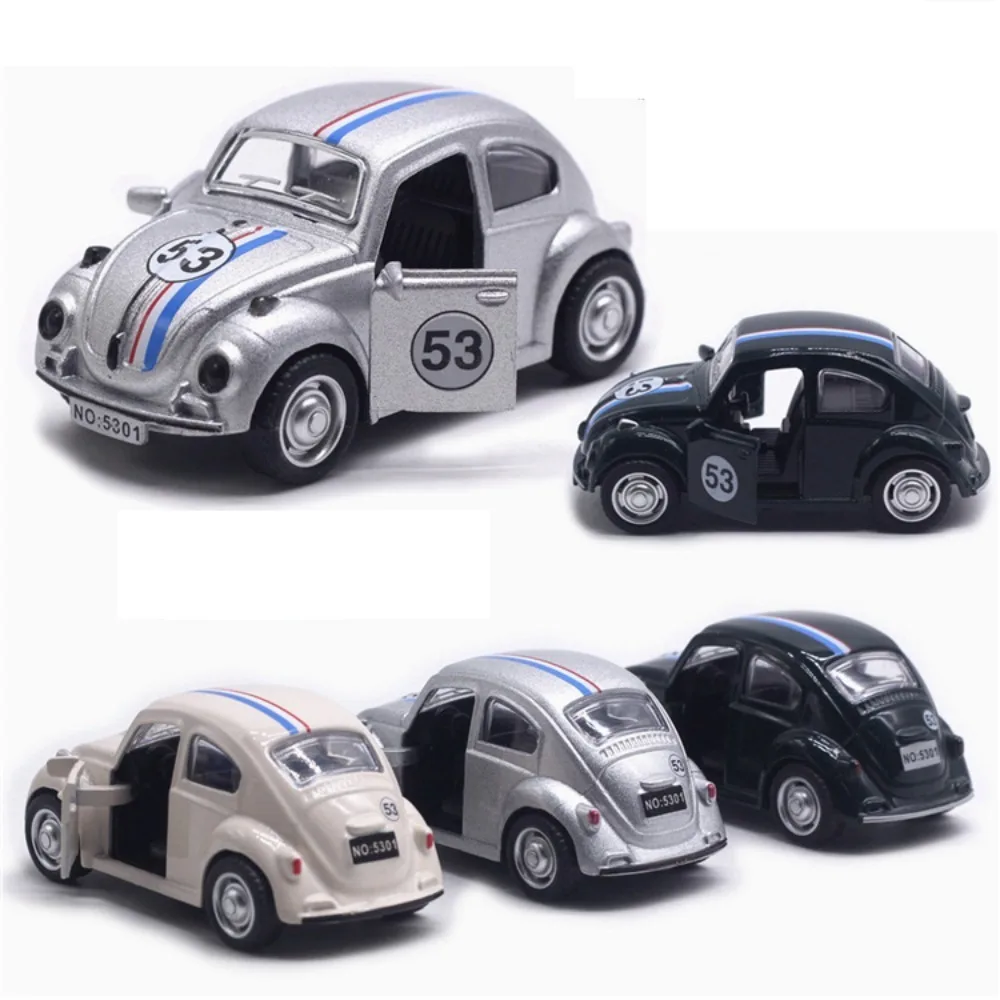 Gift Alloy Pullback Car 1:43 Cartoon Design Three Wheeled Vehicle Model Retro Style Door Can Open Cake Decoration