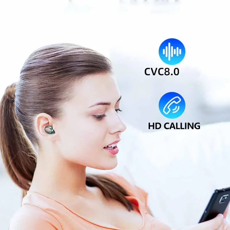 Auriculares Bluetooth inalámbricos F9 TWS: auriculares para juegos con pantalla digital y estuche de carga de gran capacidad