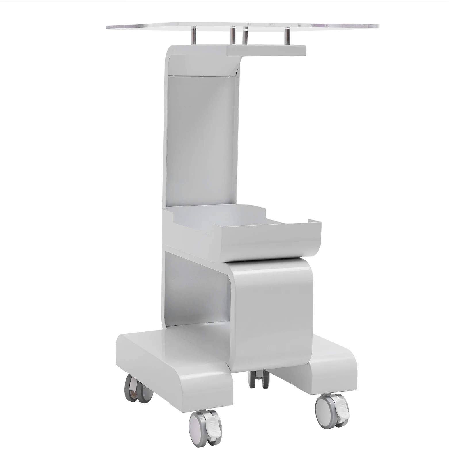 Carrello di bellezza con rotelle, carrello spa per salone in metallo con piano in acrilico, scaffale da tavolo mobile