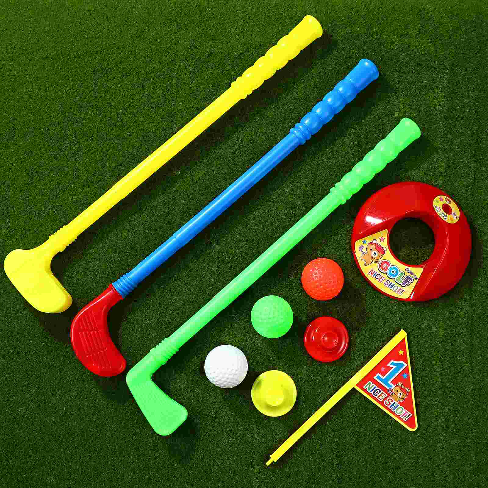 Juego de palos de Golf de plástico para niños, Mini juego de palos de Golf para niños pequeños, pelota de juguete, varillas de interior, platos para bebés