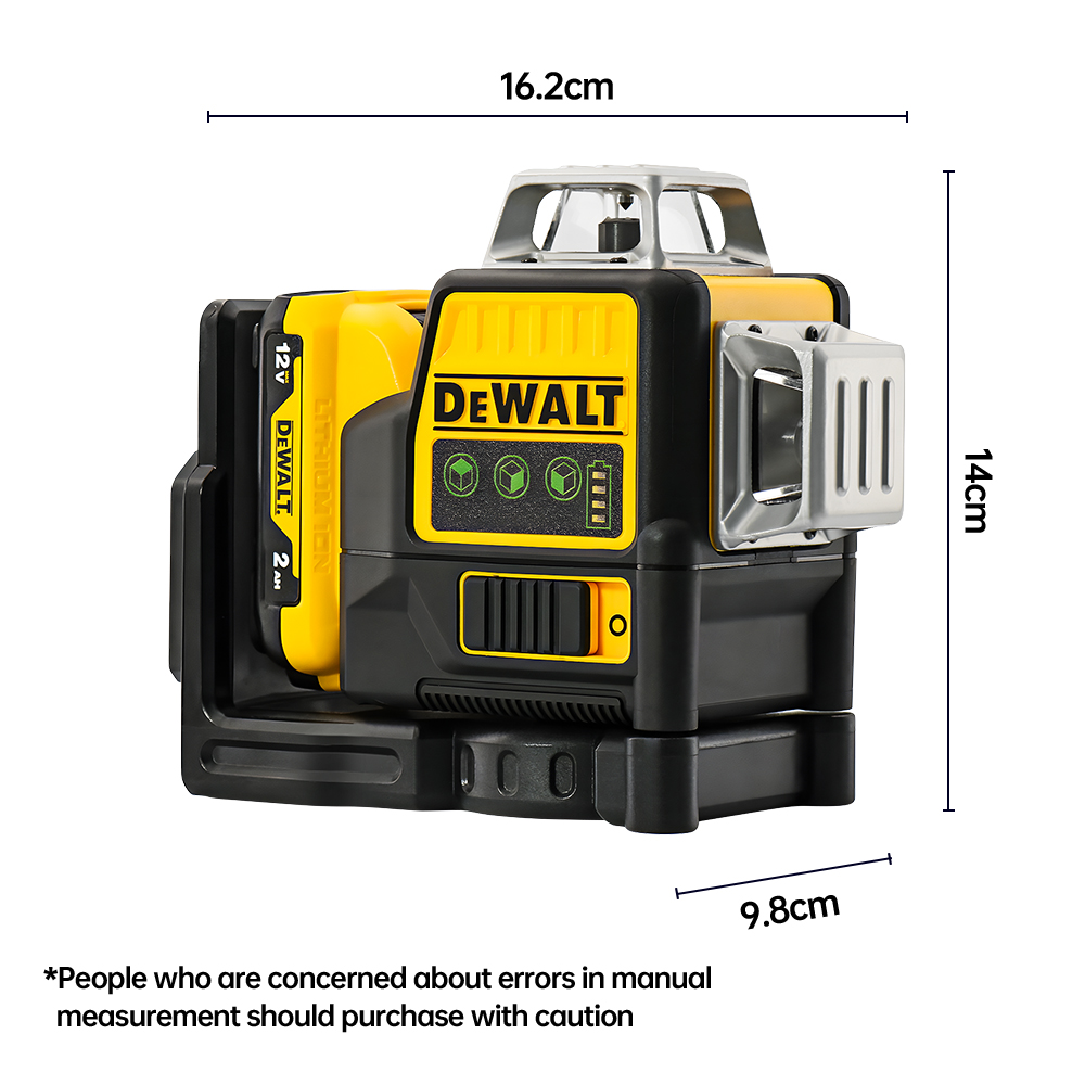 Dewalt DW089LG 3 côtés * 360 degrés Vertical 12V batterie au Lithium 12 lignes niveau Laser compteur de niveau de lumière verte horizontale extérieur