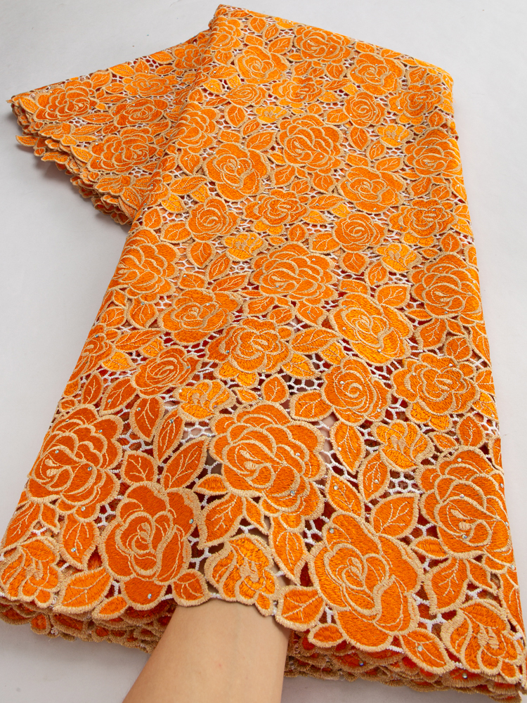 アフリカの水溶性レース生地,女性用,ナイジェリアの石,ギピュールコード,ウェディングドレスの縫製,2.5ヤード,高品質,2025