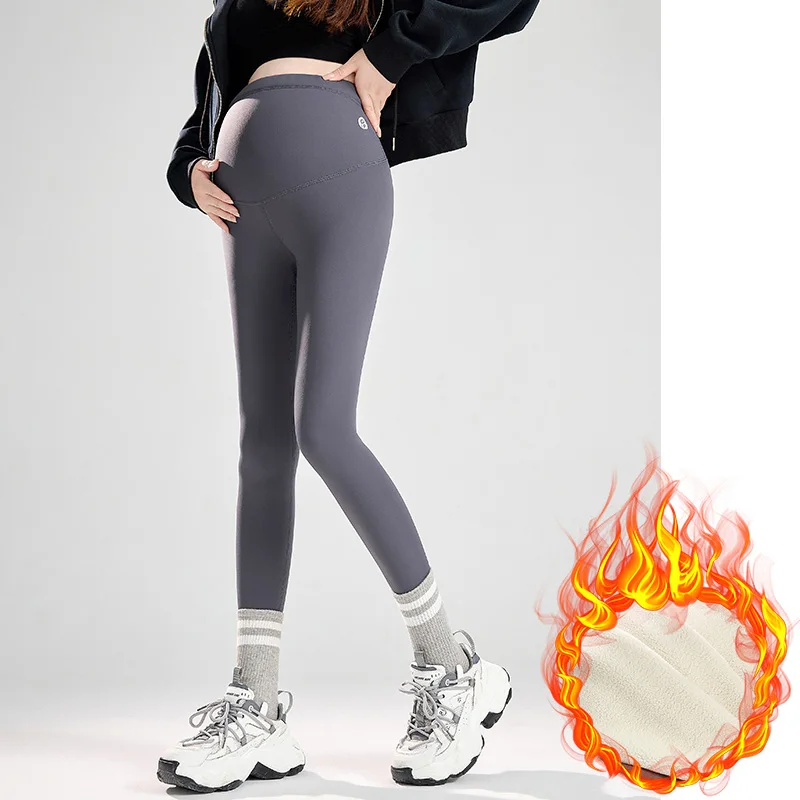 คลอดบุตร Shark กํามะหยี่ฤดูหนาว Thicken Warm Seamless ไนลอน Belly กางเกงโยคะเสื้อผ้าสําหรับหญิงตั้งครรภ์ฤดูใบไม้ร่วงการตั้งครรภ์