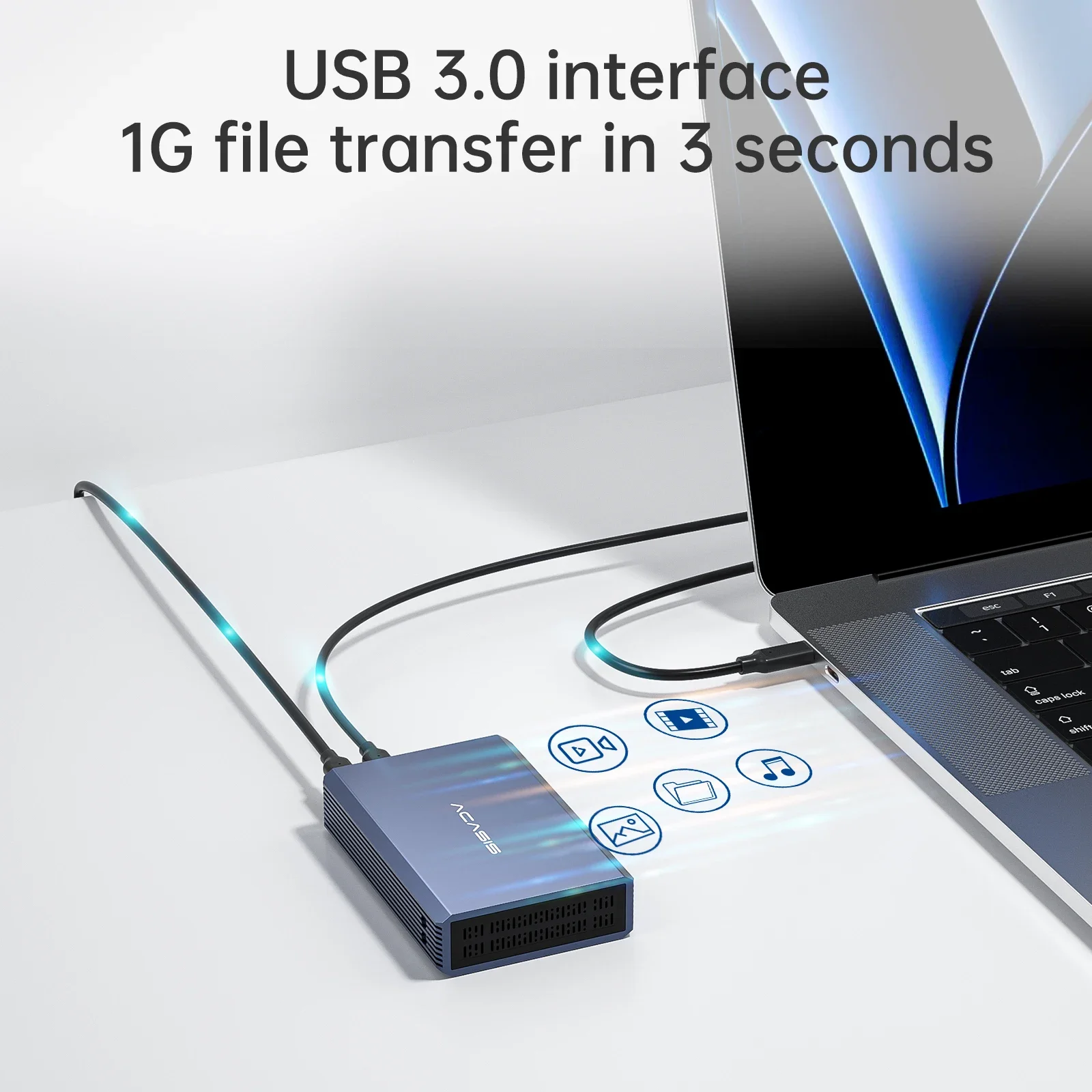 Acasis-funda HDD de 2,5 pulgadas, carcasa de disco duro externo de doble bahía, SSD para matriz de disco duro SATA con función RAID, carcasa de PC