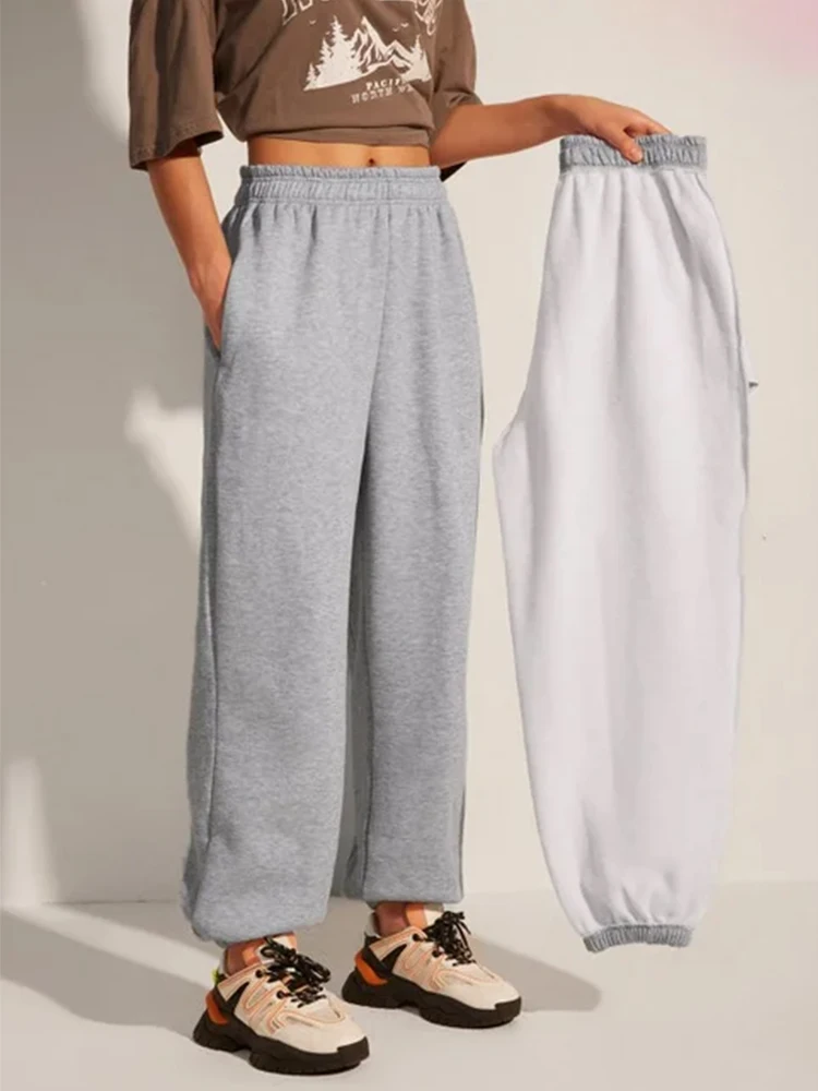 Calça de moletom confortável de cintura alta para mulheres, elástica e macia, para uso diário com cintura elástica