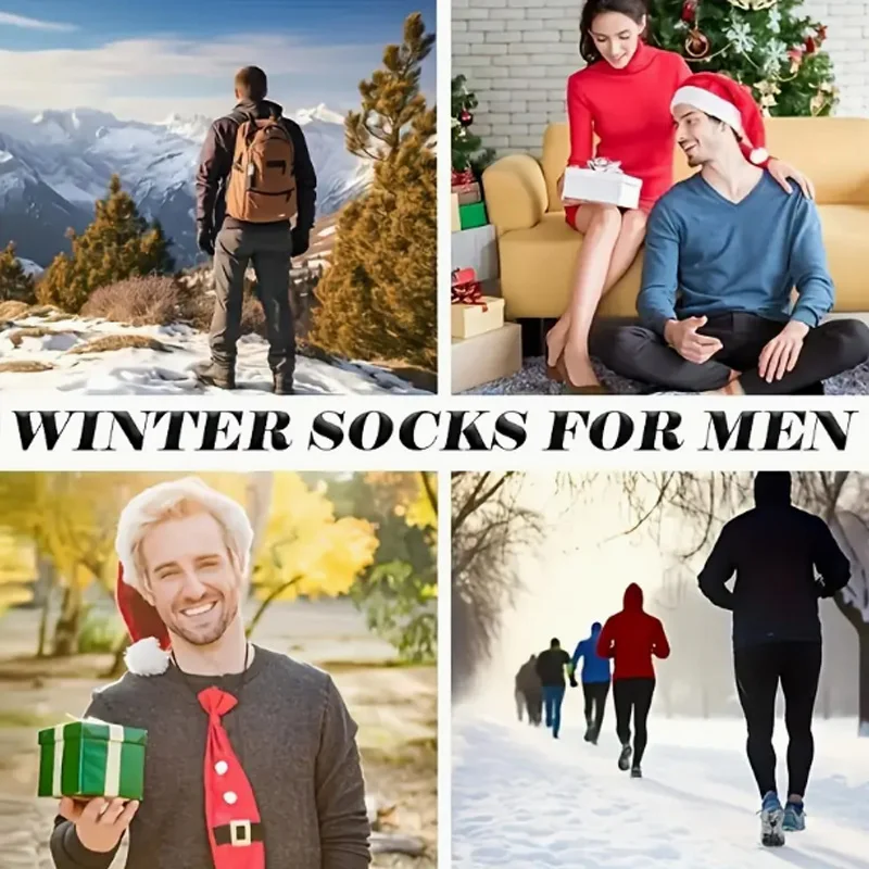 5 pares de calcetines cálidos de invierno para hombre, calcetines cálidos para hombre y mujer, calcetines sólidos súper gruesos, calcetines de lana merina contra la nieve fría, calcetines Terry