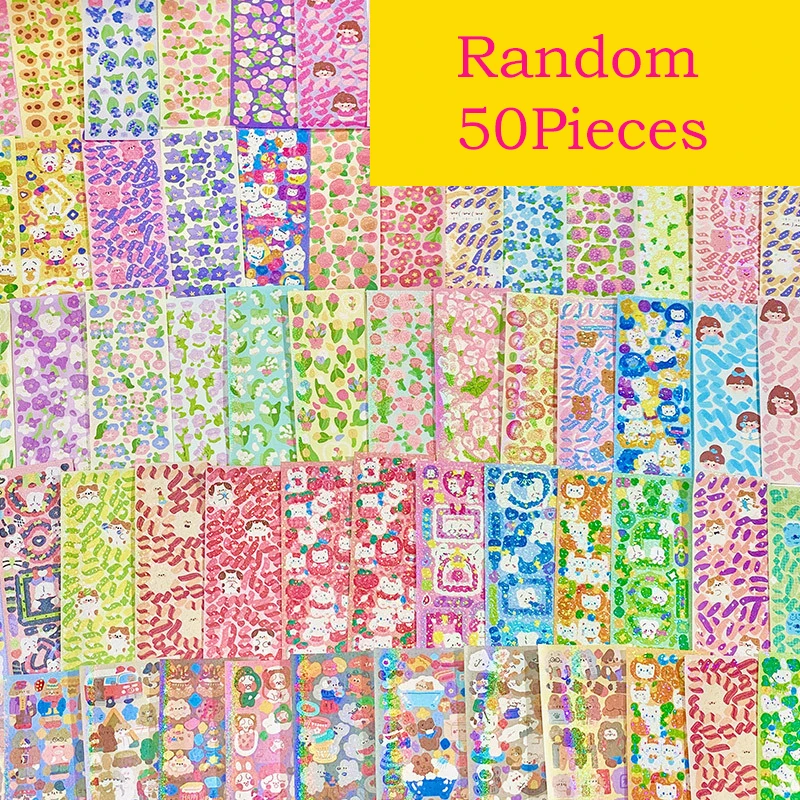 Journamm 20/50/100pcs Kawaii เกาหลีสติกเกอร์กันน้ํา PET DIY Goo การ์ดตกแต่ง Scrapbooking เด็ก Collage เลเซอร์สติกเกอร์น่ารัก