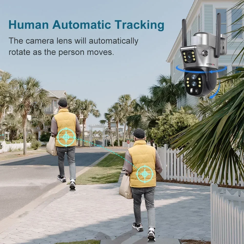 LS VISION-cámara Solar de doble pantalla con Zoom de 12MP y 10X para exteriores, 6K, 4G/WiFi, tres lentes, seguimiento automático humano, cámaras de seguridad, aplicación V380 Pro