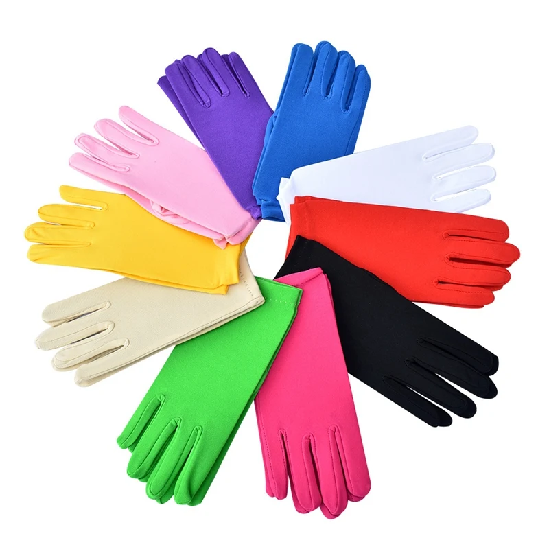 Woman Gloves for Summer Satin Sunscreen  Female Thin Solid Color Ceremonial Performance Dance Breathable Driving Gloves