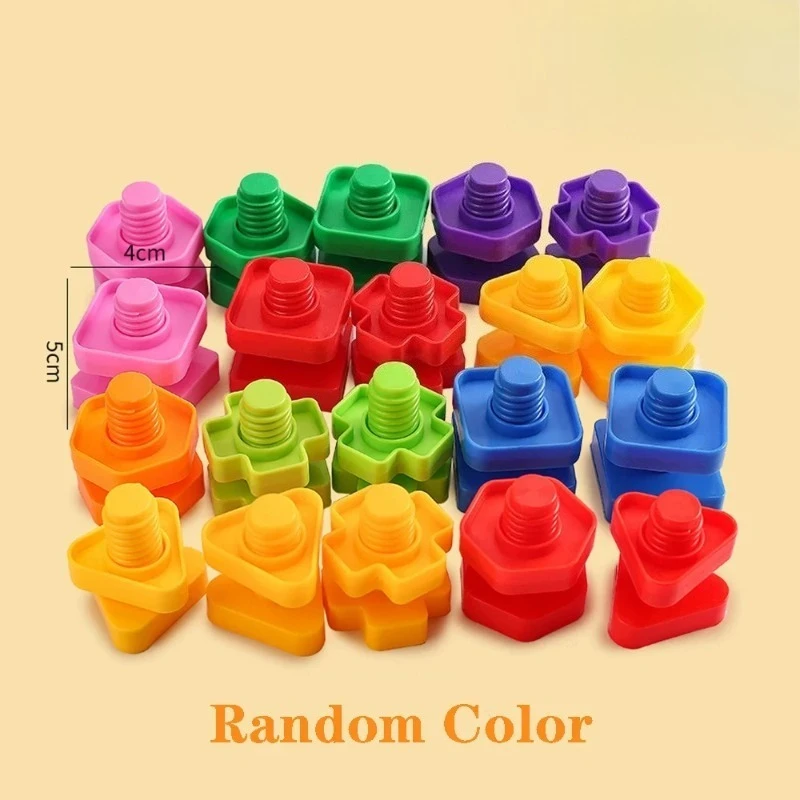 10/20 PCS Set of Plastic Assembly Screw Building Blocks for Children, Montessori Shape and Color Recognition Educational Toys