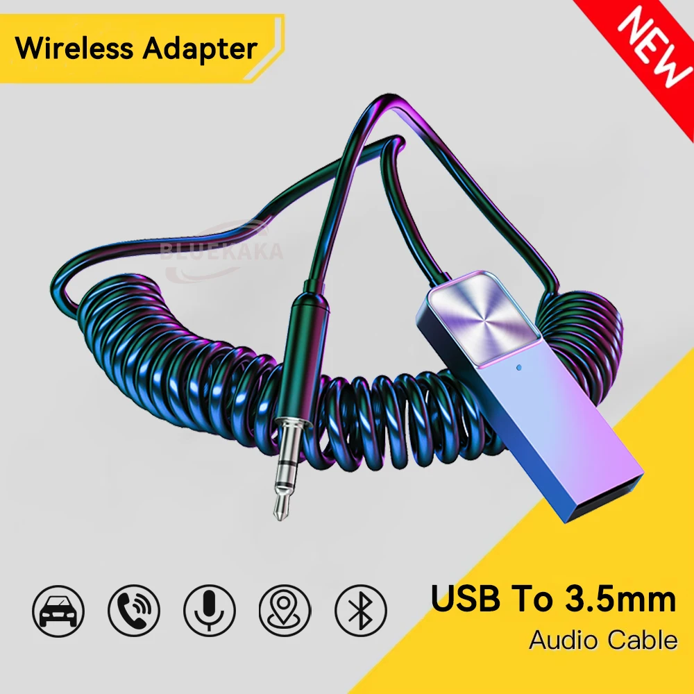 Receptor de Audio inalámbrico Bluetooth 5,4, Dongle USB a conector auxiliar de 3,5mm, Kit de Audio manos libres para coche, transmisor BT con micrófono