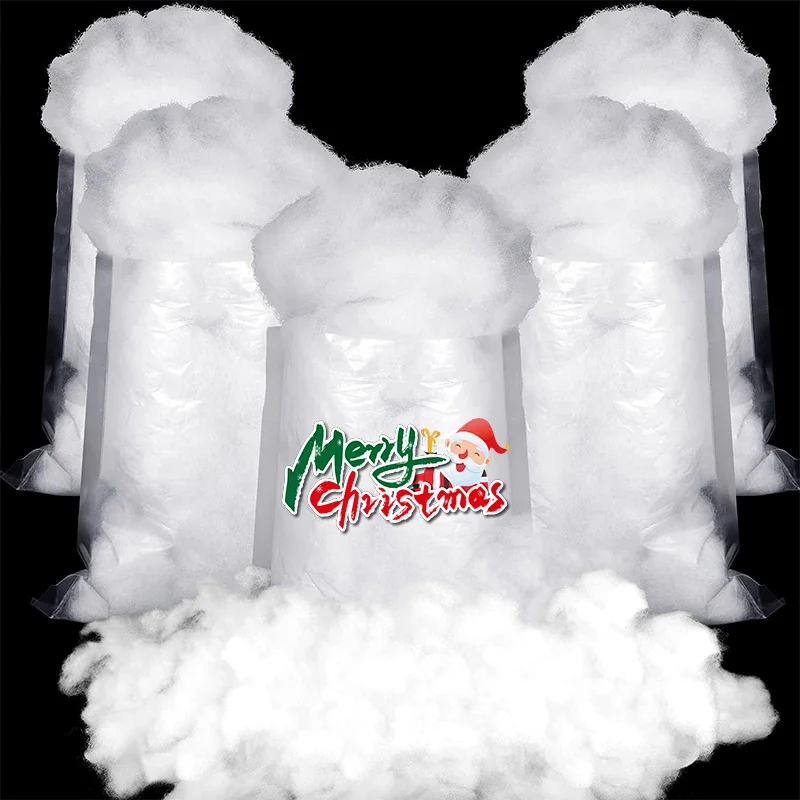 Navidad nieve falsa algodón como nieve blanca Artificial relleno de fibra esponjosa cubierta de nieve para decoración de árbol de Navidad de invierno