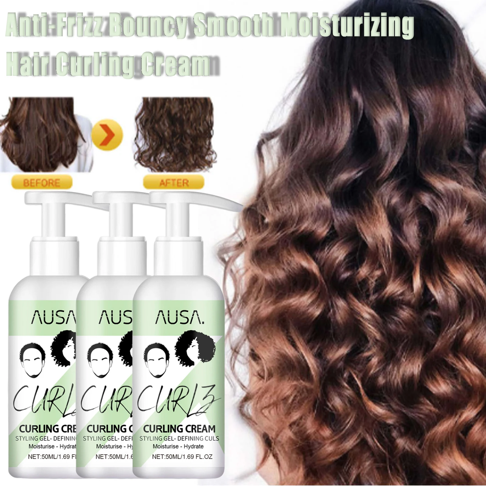 50ml creme de ondulação de cabelo anti-frizz bouncy resiliente realçador loção de estilo evitar quebrando o cabelo suave hidratante cuidados com o cabelo
