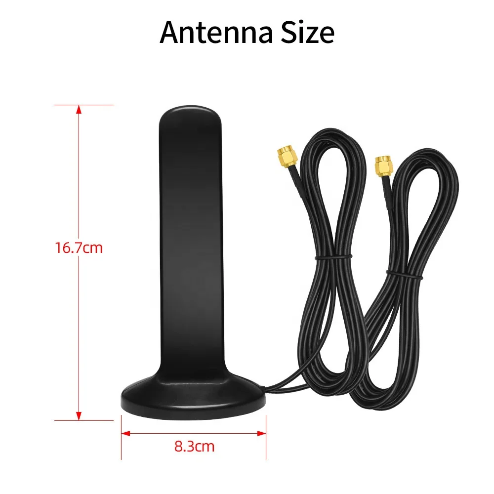 2X2 MIMO 4G LTE 5G เสาอากาศ 12dBi Dual SMA ชาย/TS9/CRC9 ตัวเชื่อมต่อฐานแม่เหล็ก 600-6000MHz Omni กันน้ํา Paddle เสาอากาศ