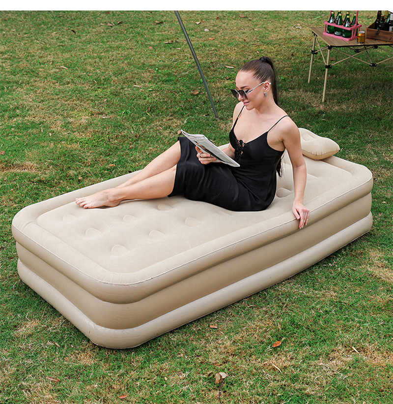 Interior Air Mattress Glamping Mats PVC Inflatable Sleeping Mattress Luxury 2 Person Camping Bed Mat Built-in Pump Thicken Mat