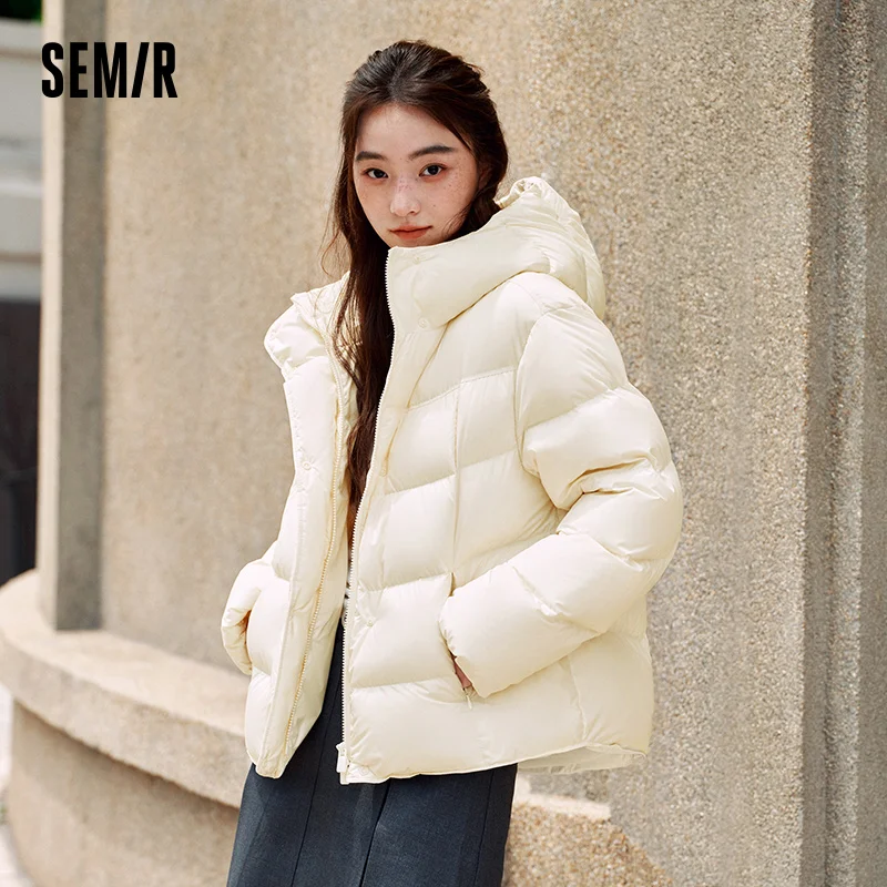 Semir jaqueta feminina inverno para baixo impermeável à prova de óleo à prova de manchas de calor-gerenciamento antiestático 2025 novo comprimento médio feminino