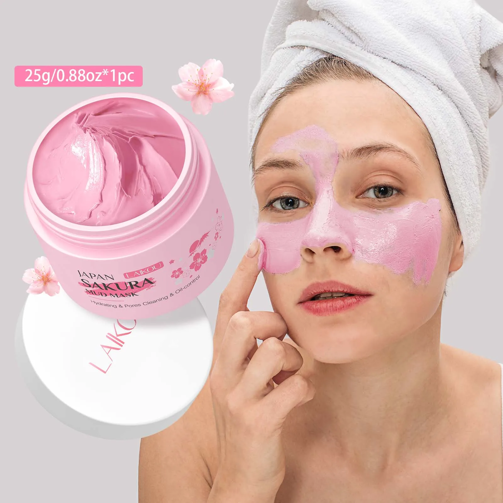 LAIKOU Sakura Mascarilla de barro 25 g Limpieza profunda Iluminador Control de aceite Mascarilla Boost Radiance
