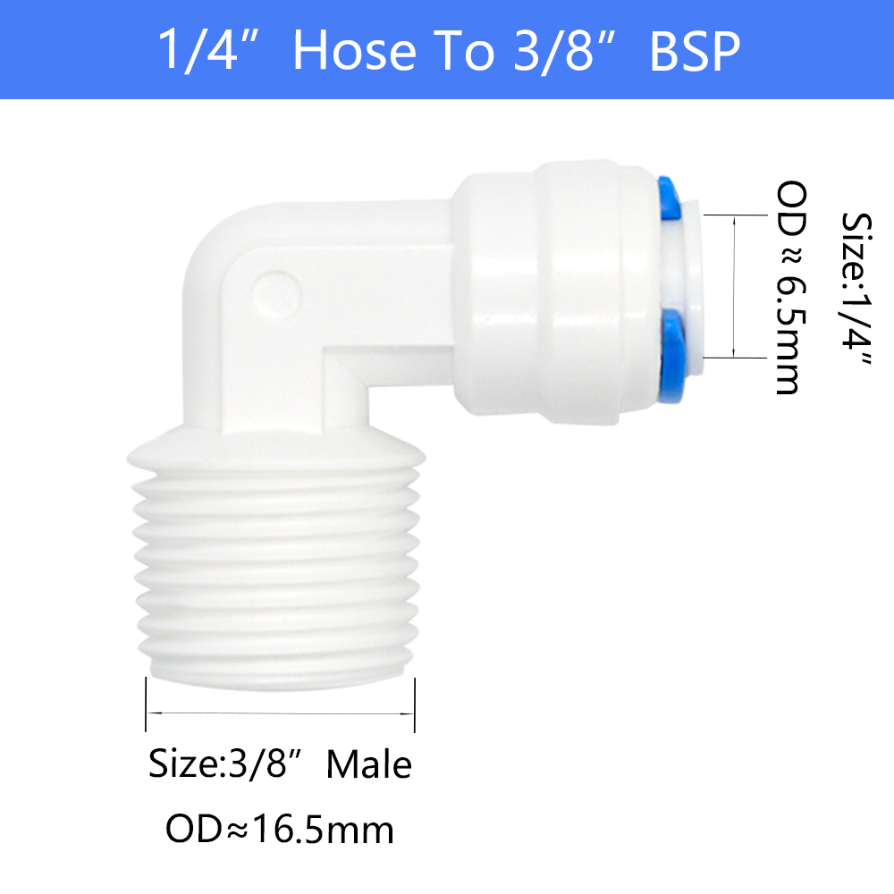 YQBS RO Aquarium Zubehör Schnellverbinder 1/8 1/4 3/8 1/2 3/4BSP Außengewinde Adapter Ellenbogen Kombinationsrohr