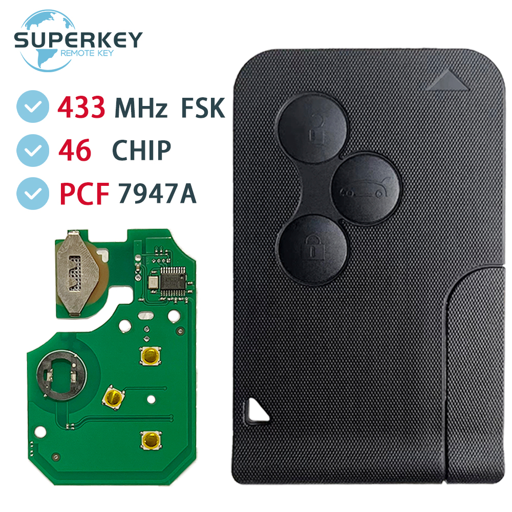 ルノーメガーヌのリモートコントロールカード,ボタン,433MHz,2003, 2004, 2005, 2006, 2007, 2008,