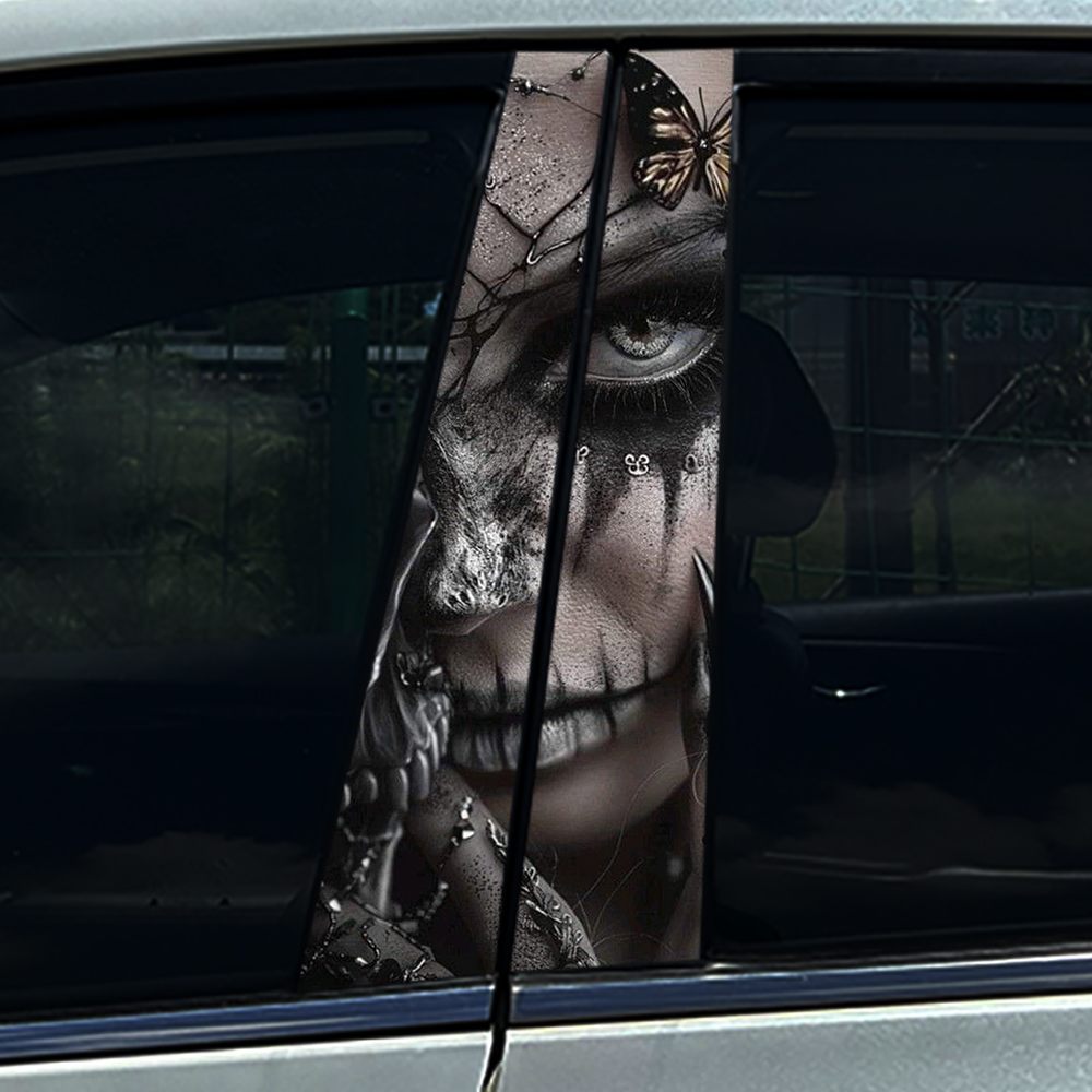 Stiker Pilar B Gadis Wanita Gotik Dekorasi Kolom Tengah Mobil Penutup Goresan Stiker Tahan Air Aksesori Mobil