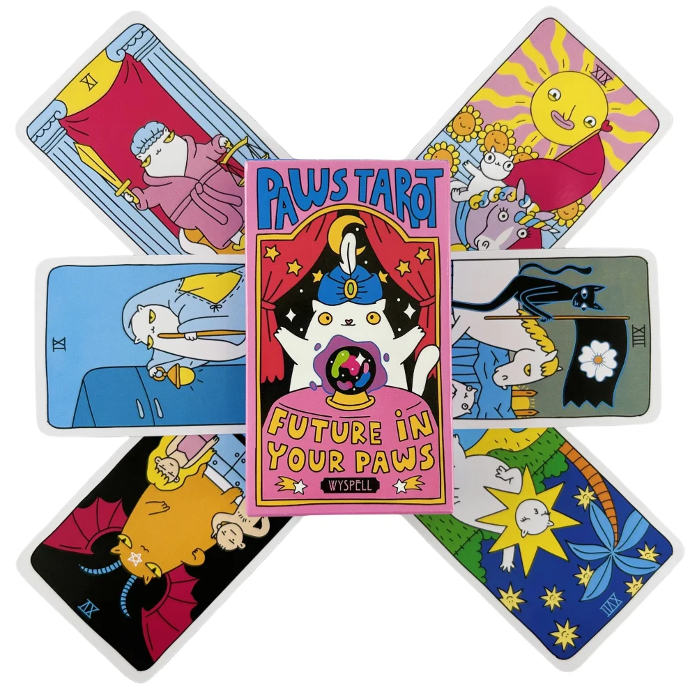 Paws Tarot Cards Future in Your Paws A 78 Deck Oracle English Divination Edition Borad Playing Games