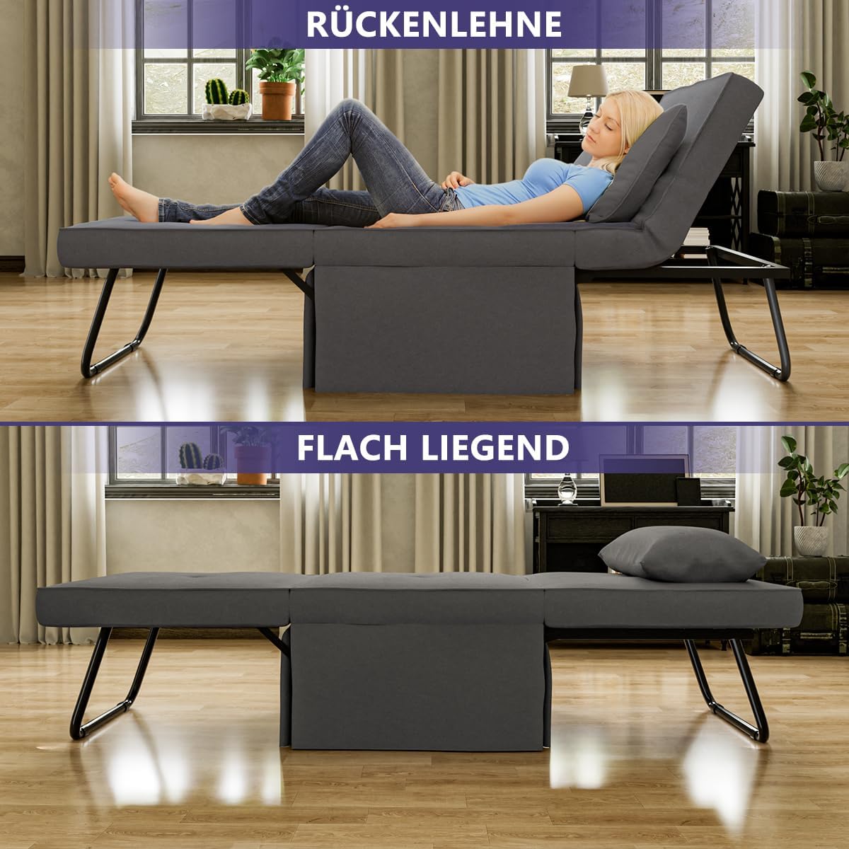 t Schlaffunktion Modern Faltliege für kleine Räume Schlafhocker mit adjustable backrest and comfortable breathable Polst