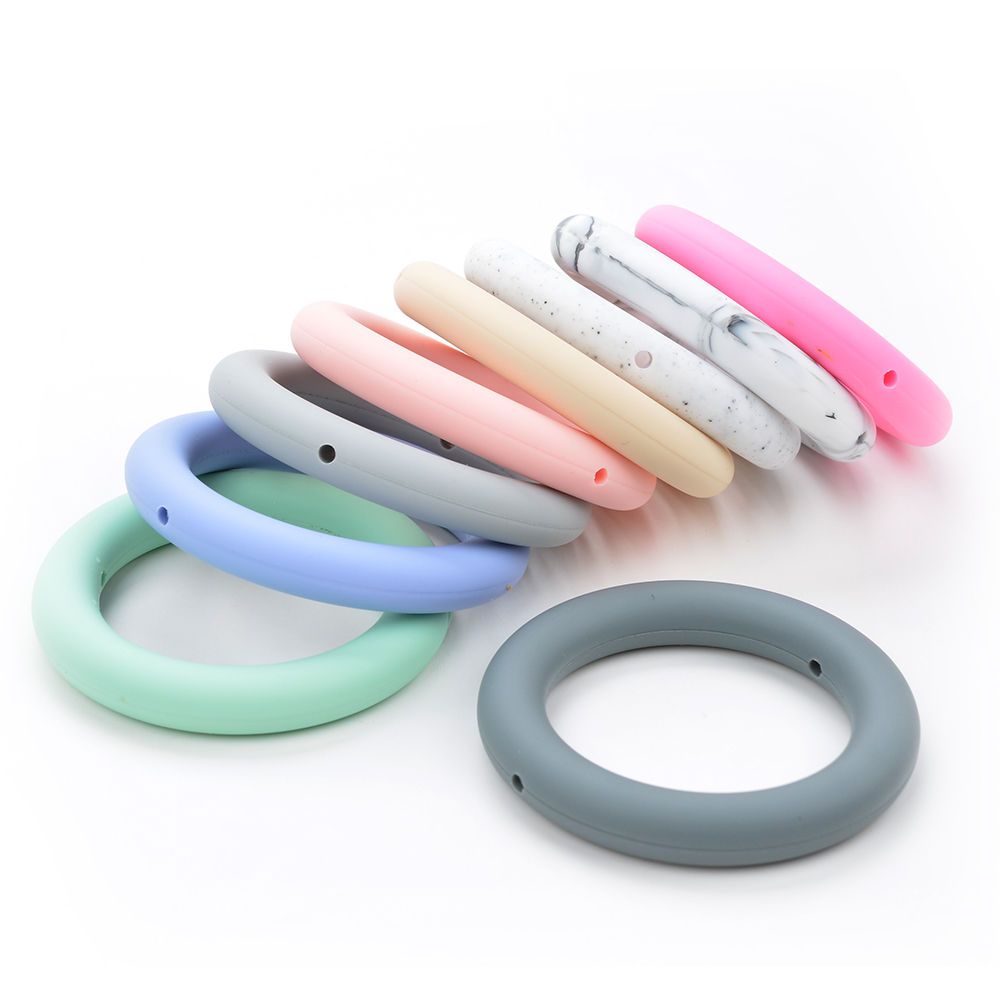 LOFCA Beißring, 65 mm, Silikonperlen, 3 Stück, Baby-Charm, Beißring, Halskette, Schnullerherstellung, BPA-frei, lebensmittelechter Silikonschmuck
