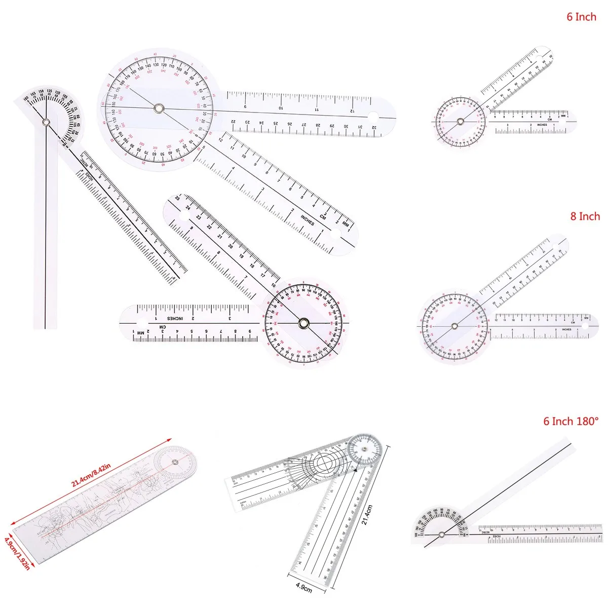 0- 360 Độ Goniometer Góc Y Tế Cột Sống Góc Thước Góc Inclinometer Thước Protractor Góc Tìm Đo Dụng Cụ