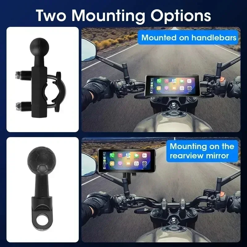 7 "Zoll Motorrad DVR Drahtlose Apple Carplay Moto Android Auto LCD Display IP67 Wasserdichte Monitor GPS Navigation Tragbare