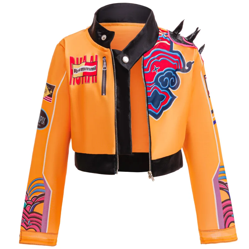 Chica K-pop Devil Hunter Pop Singer chaqueta disfraces de Rumi abrigo Top pantalones cortos collar con borlas peluca Rumi pelucas conjunto de Cosplay de Halloween
